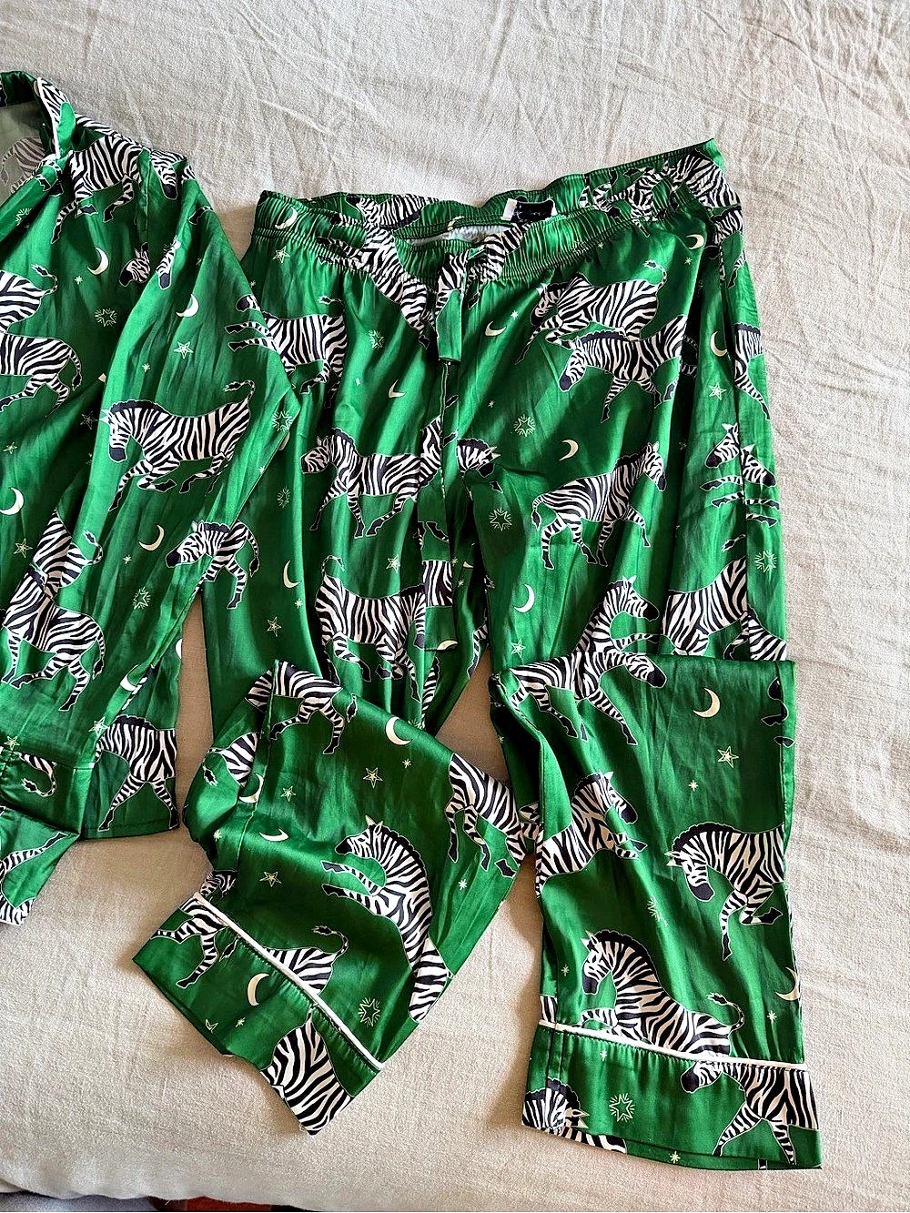 Averie Zebra Print Pajama Set In Green Like New — image 3 of 4